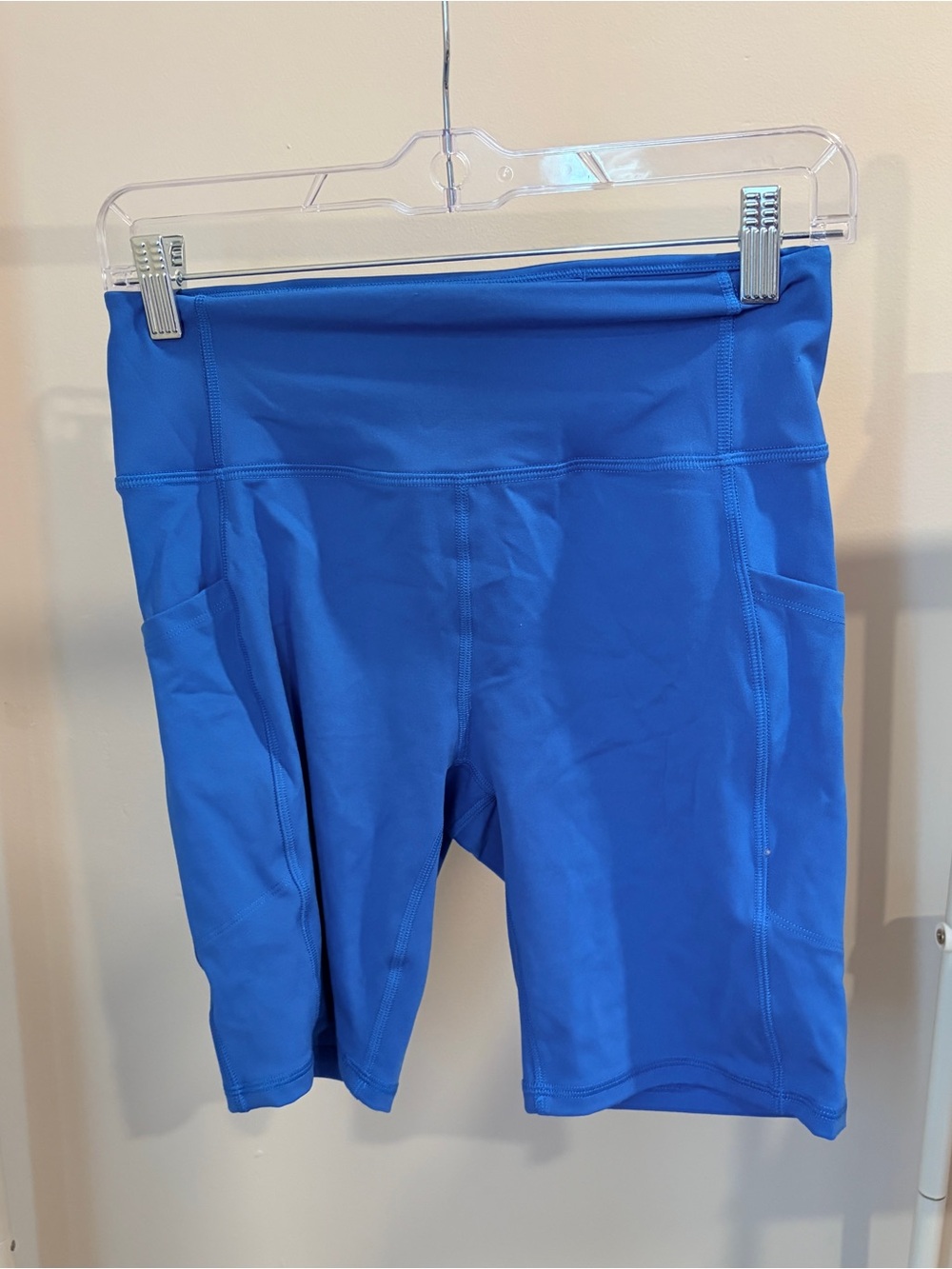 all in motion Women's Bright Blue High-Rise Bike Shorts with Side Pockets